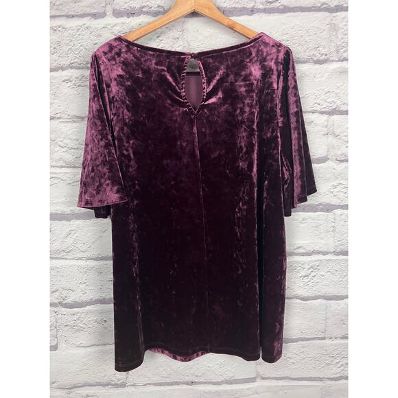 Lane Bryant Womens 22/24 Whimsigoth Grunge Velvet Flutter Sleeve Keyhole Blouse - Picture 4 of 11